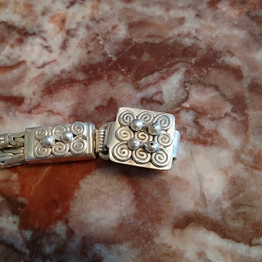 Unique Sterling Solid Double Strand Bracelet 7" - image 6